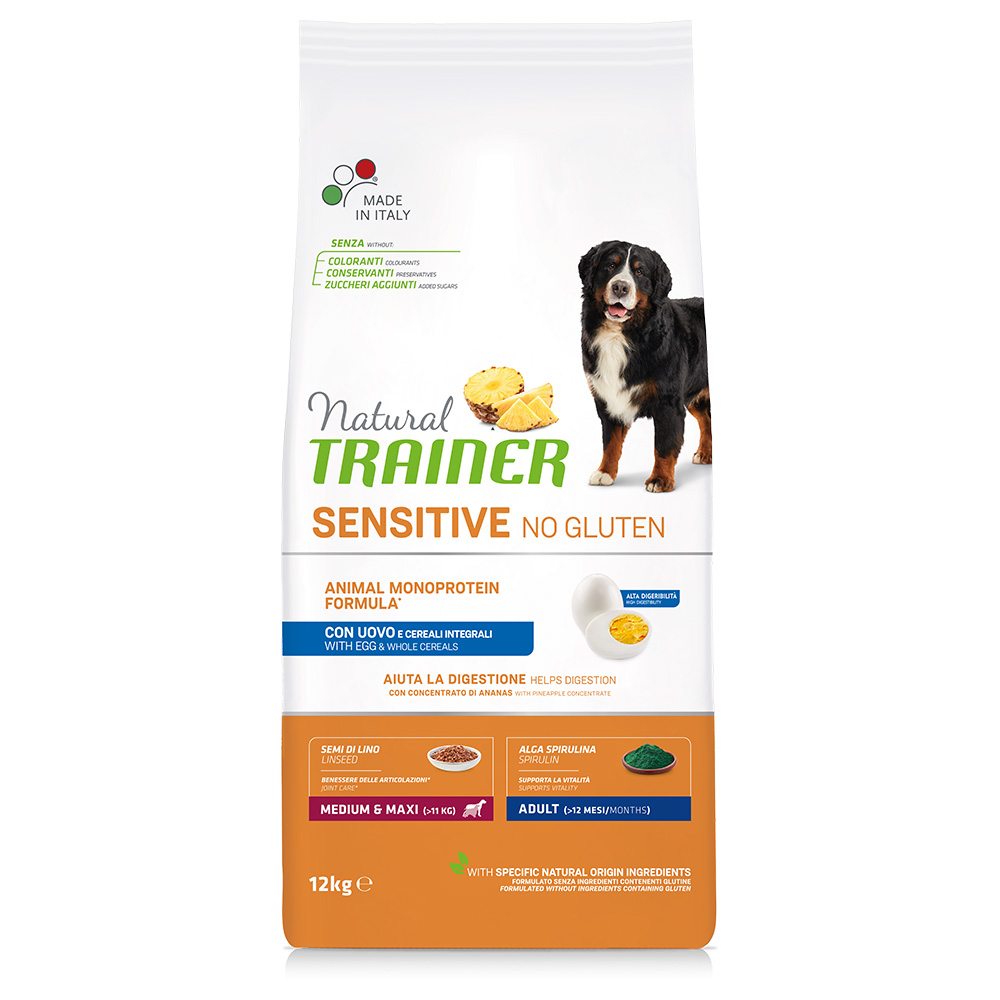 Natural Trainer Sensitive No Gluten Adult Medium/Maxi Single Protein z jajami - Set %: 2 x 12 kg