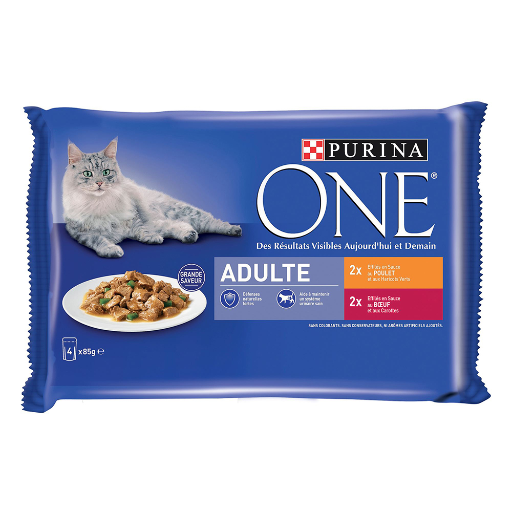 PURINA ONE 24 x 85 g dla kotów - Dorosły - kurczak, wołowina