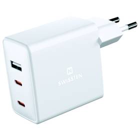 Swissten Ładowarka sieciowa GaN 70W 2x USB-C 1x USB 22054100 Biała