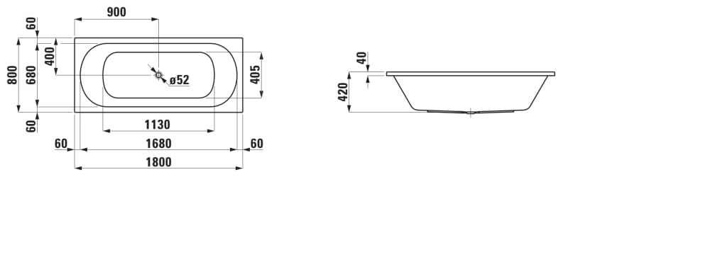 Laufen Lua Wanna prostokątna 180x80 cm biała H2330800000001