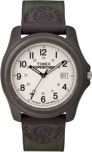 Timex Zegarek męski Expedition Camper zielony materiałowo skórzany pasek T49101