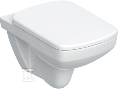 Zestaw miski wiszącej WC Selnova Square lejowa, B35.5 cm, H39 cm, T53 cm, Rimfree, z deską sedesową, mocowanie od góry, wolne opadanie, z wypinanymi
