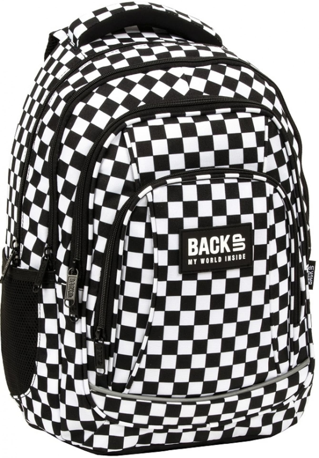 Plecak szkolny BackUp klasa 5-8 kratka czarno -biały