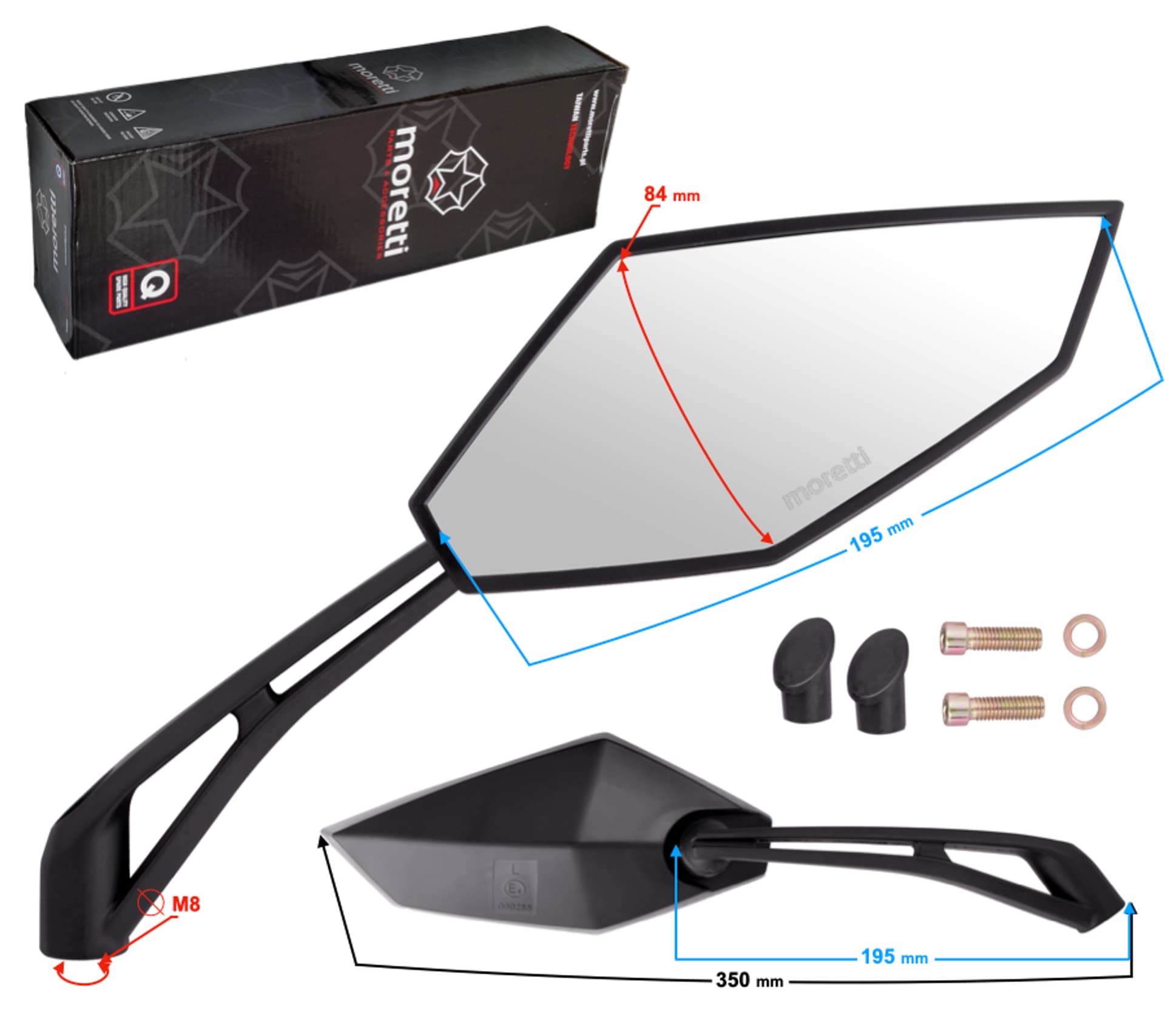 Lusterka L+R (średnica gwintu 8mm) do skutera Energy z homologacją