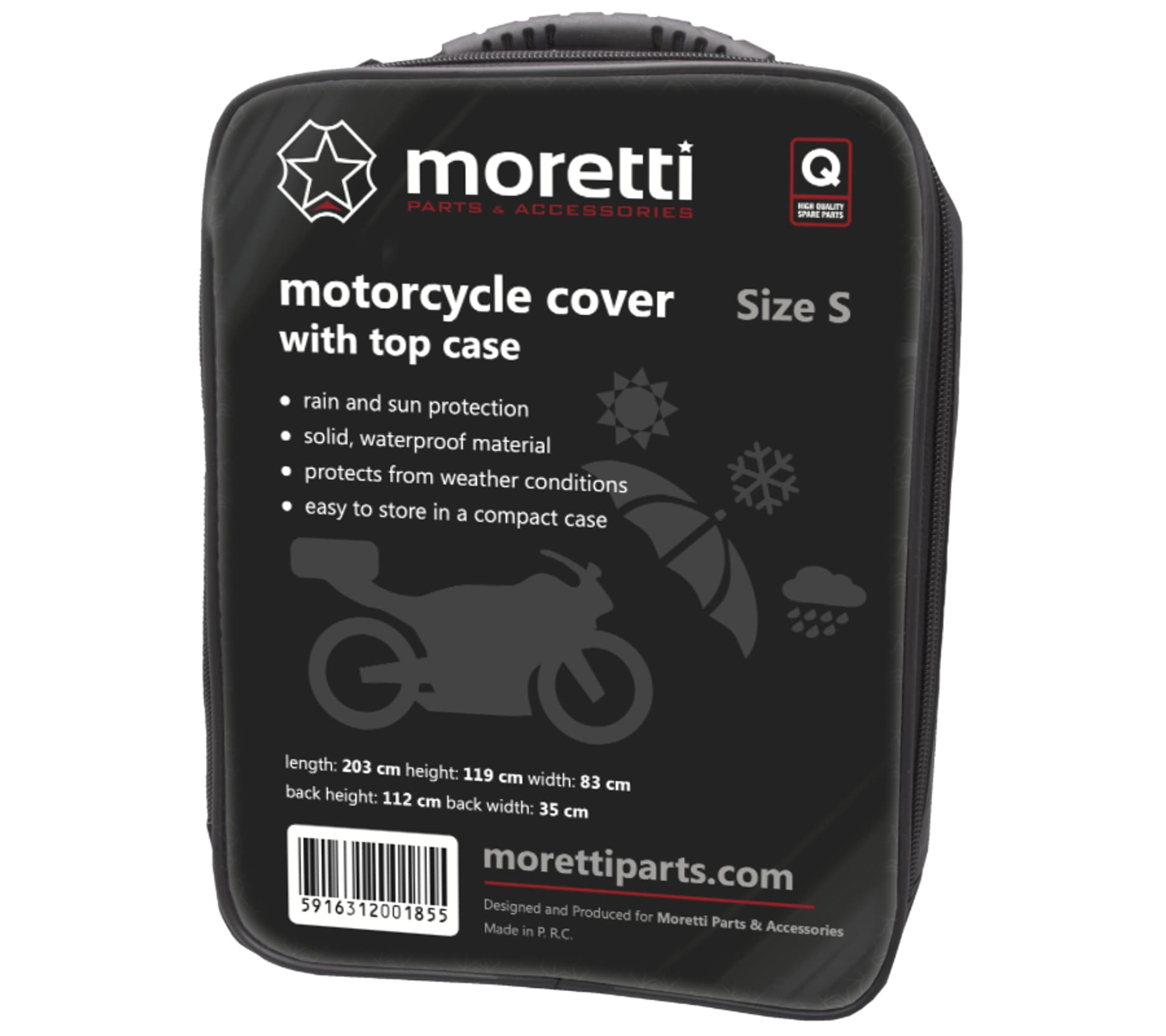 Pokrowiec na motocykl z kufrem rozmiar S Moretti