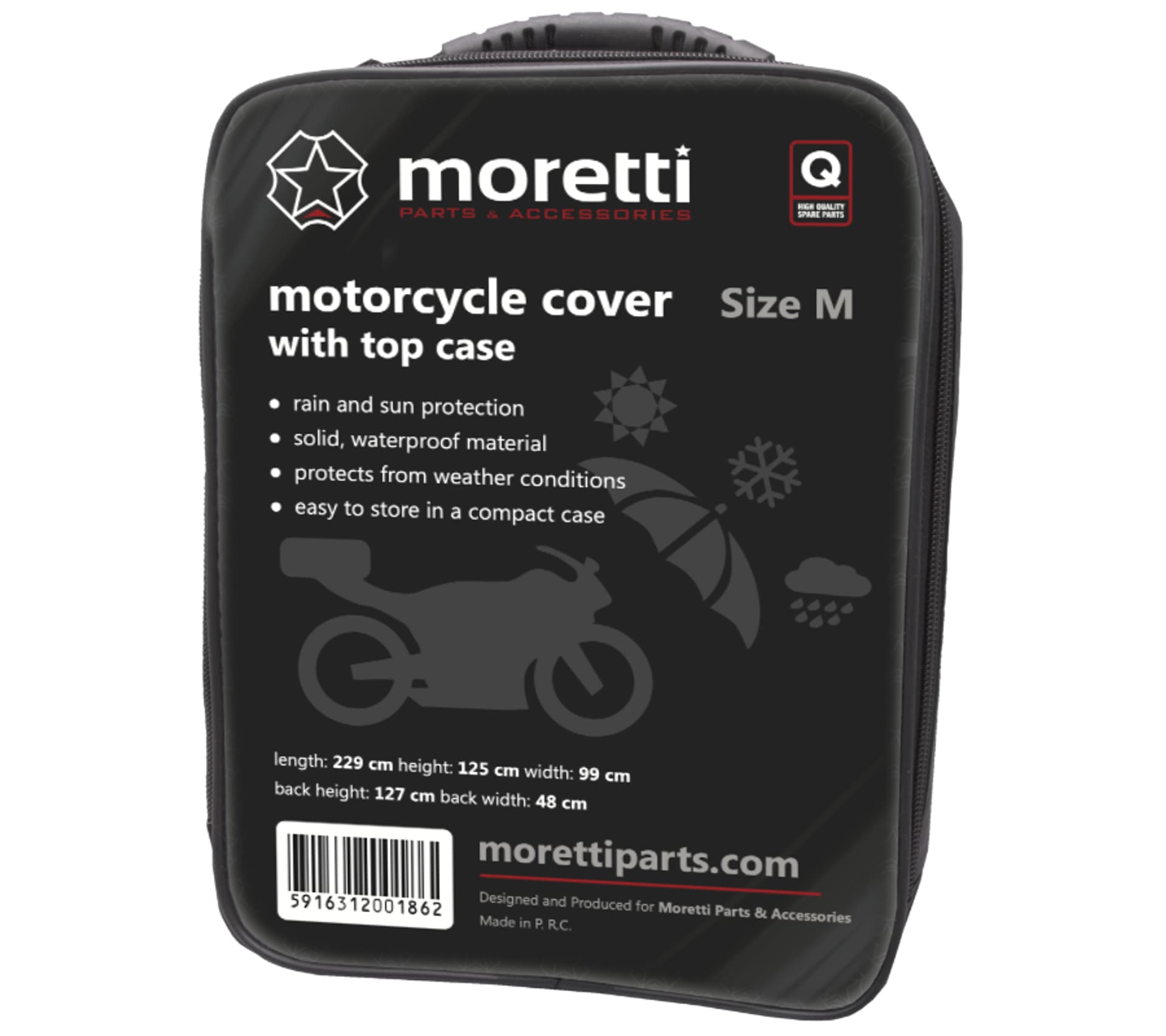 Pokrowiec na motocykl z kufrem rozmiar M  Moretti