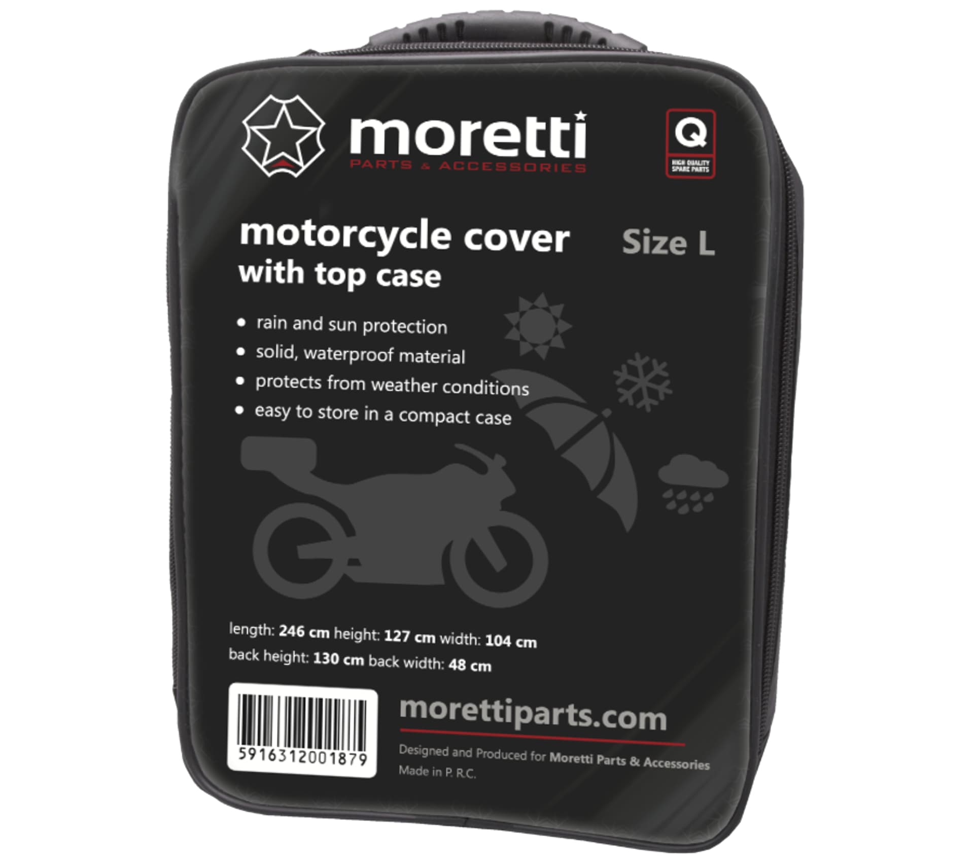 Pokrowiec na motocykl z kufrem rozmiar L Moretti