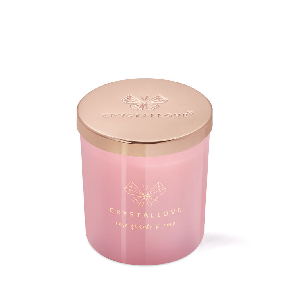 Crystallove Rose Quartz Candle&Rose