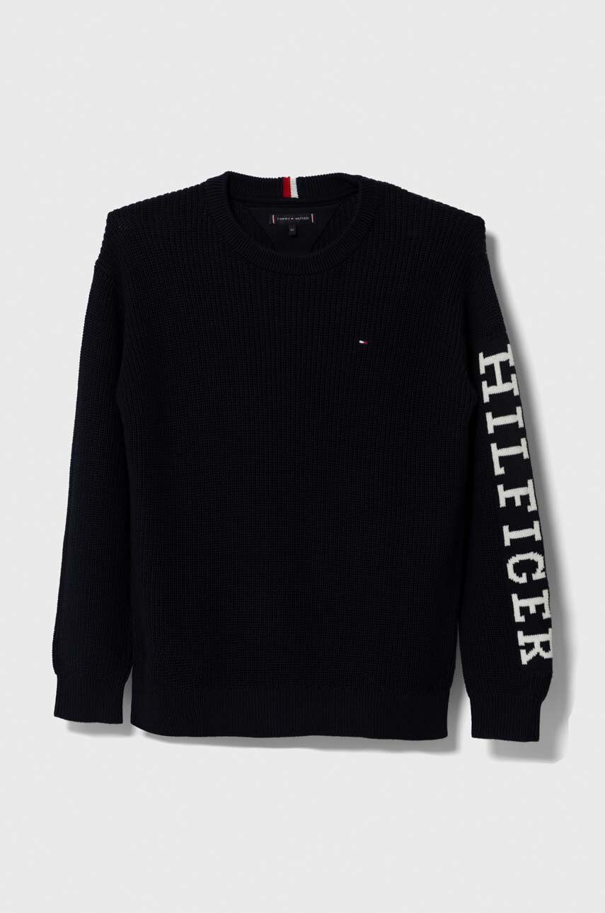 Tommy Hilfiger sweter bawełniany dziecięcy kolor granatowy