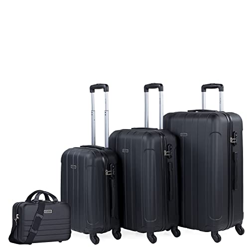 ITACA - Zestaw 4 sztywnych futerałów podróżnych wózek na 4 koła 55/64/73 cm + Etui kosmetyczne ABS. Odporny i lekki. Uchwyt Uchwyty kłódki. Mała średnia i duża kabina. 771100