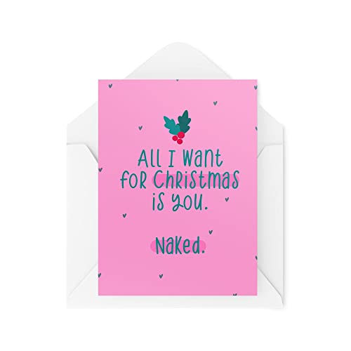 Śmieszne nowości kartki świąteczne | All I Want For Christmas Is You (Nagie) | Prezent świąteczny Święta Bożego Narodzenia | Banter Funny | CBH1359