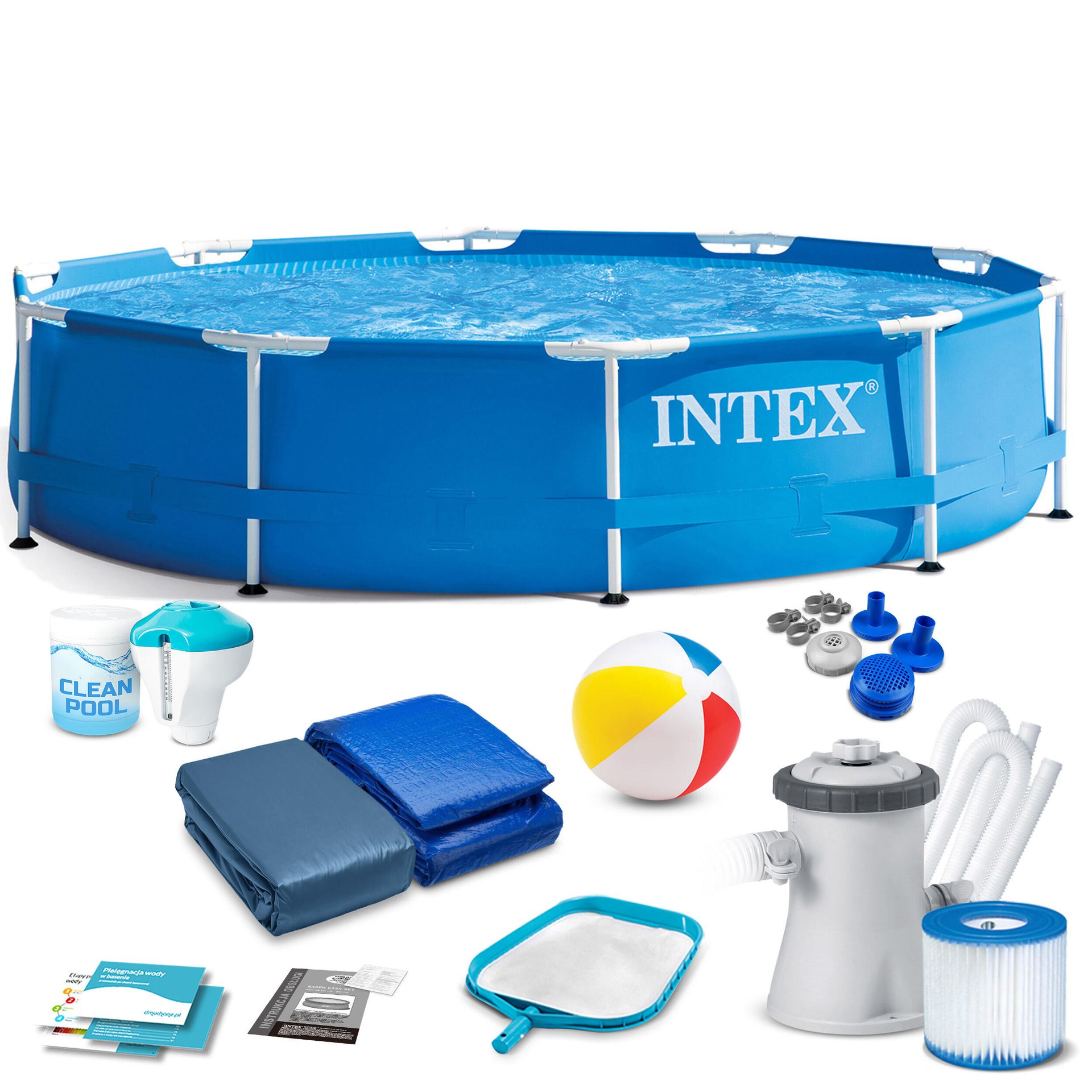 Basen ogrodowy stelażowy Intex 305x76 cm zestaw 15w1