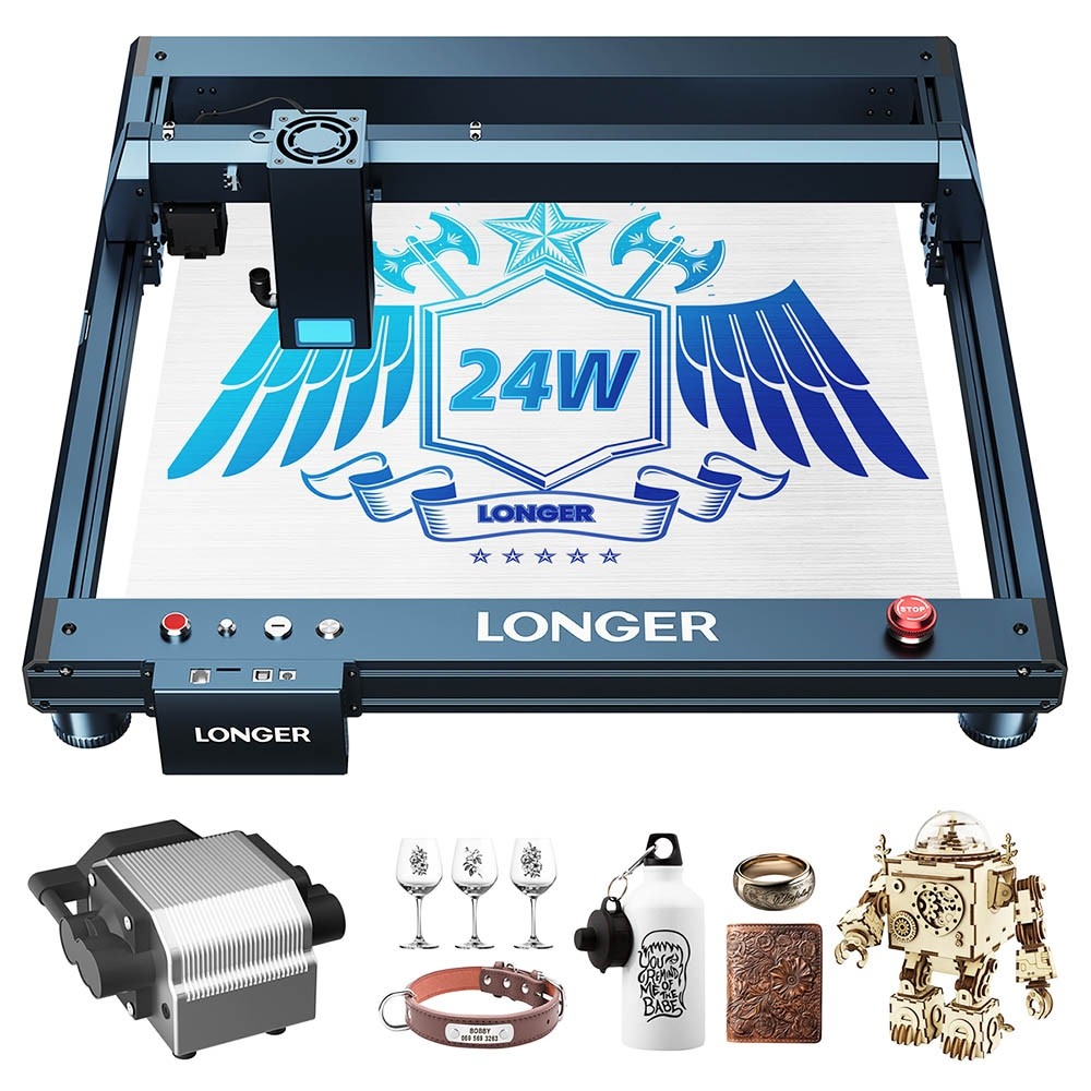 Longer Laser B1 20W Laser Engraver Cutter, 4-core Laser Head, 450 x 440mm Engraving Area - EU