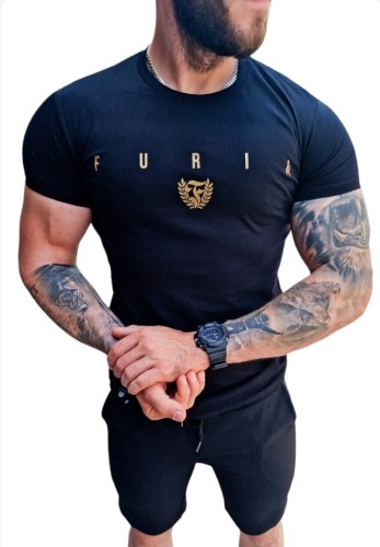 Koszulka męska czarno-złota logo Furia