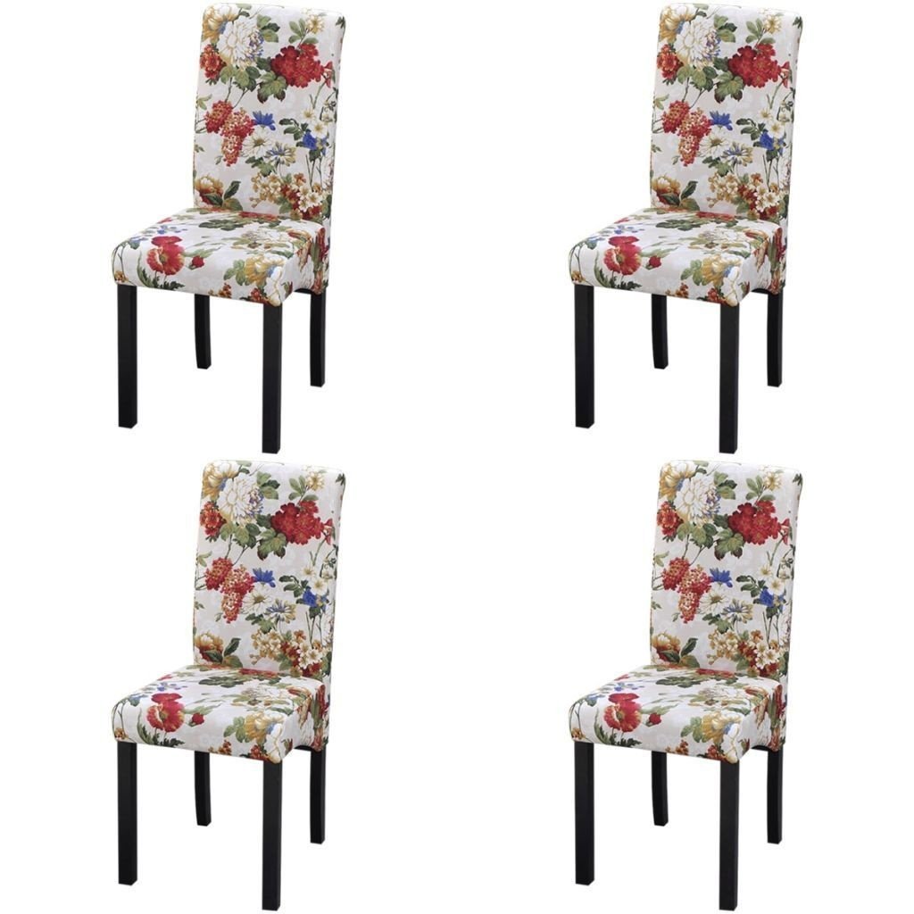 vidaXL Krzesła do jadalni 4 szt Floral Design Drewniana rama