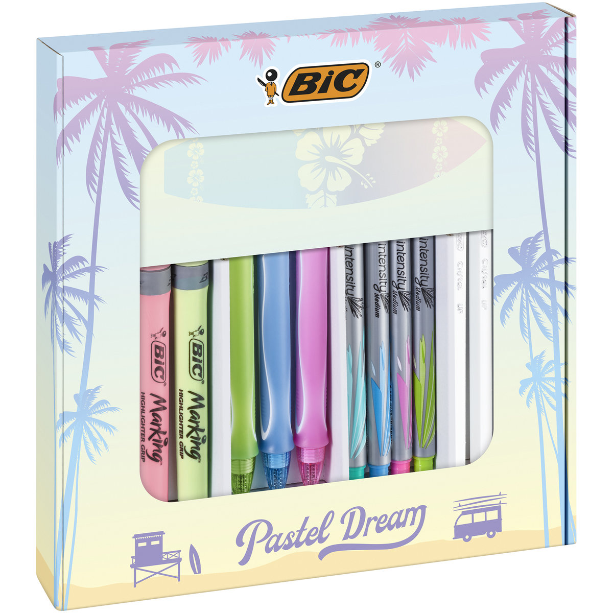 Zestaw przyborów piśmienniczych, BIC Pastel Dream Box, 15 sztuk