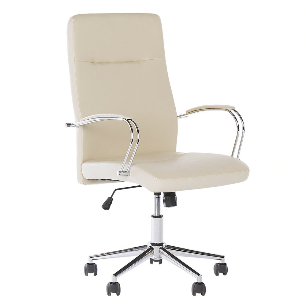 Shumee Krzesło biurowe  Krzesło biurowe regulowane ekoskóra beżowe OSCAR 294185