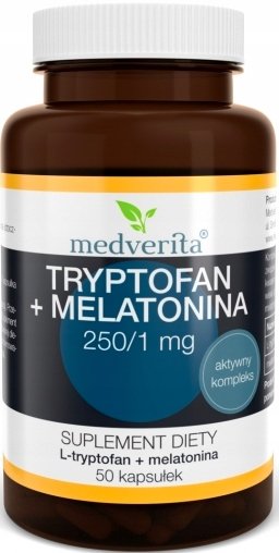 Medverita, Tryptofan 250mg + Melatonina 1mg 50 kaps