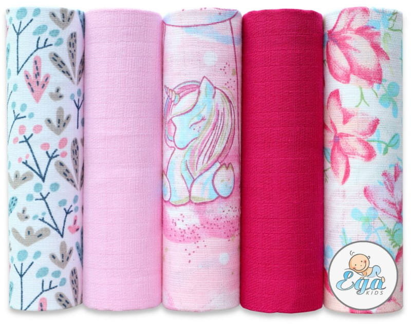 Ega Kids Zestaw Pieluszki Tetrowe Wzorzyste Jednokolorowe 5 szt. 70x80 cm