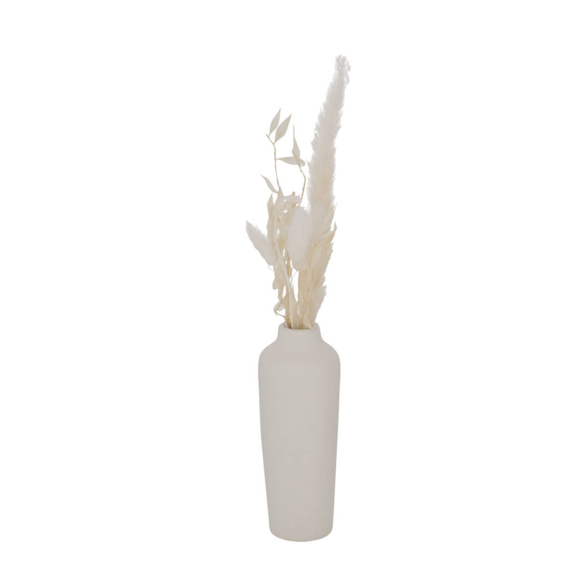 Porcelanowy wazon dekoracyjny Bianca, suszone kwiaty, wys. 16 cm