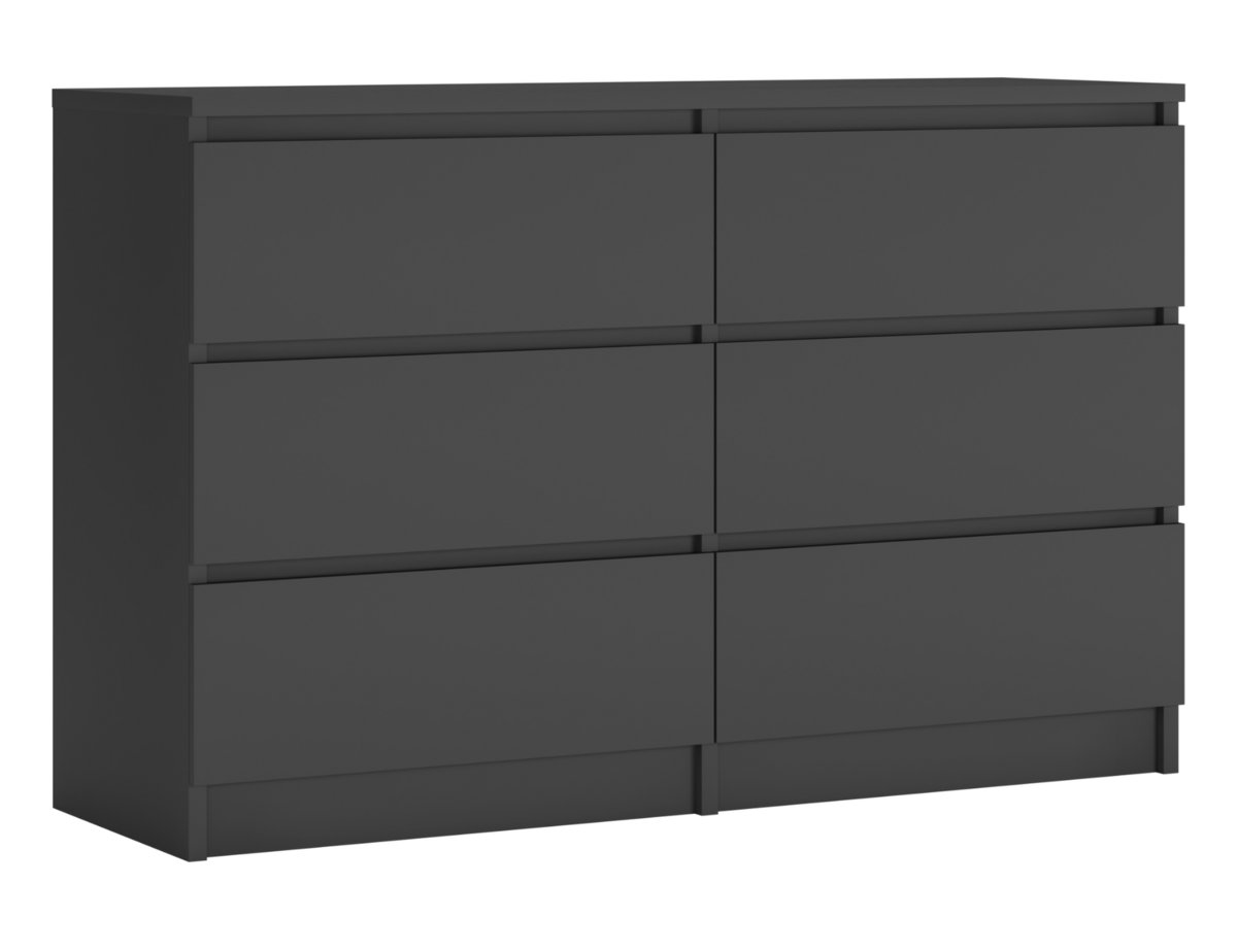 Komoda 120 cm z sześcioma szufladami w stylu skandynawskim, kolor: antracyt, Wymiary: 120 cm x 39 cm x 78 cm