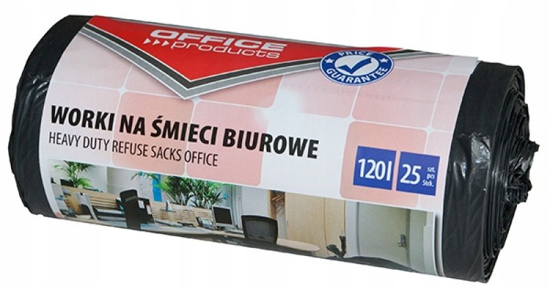 Office products OFFICE PRODUCTS Worki na śmieci biurowe mocne (LDPE), 120l, 25szt., czarne 22021236-05