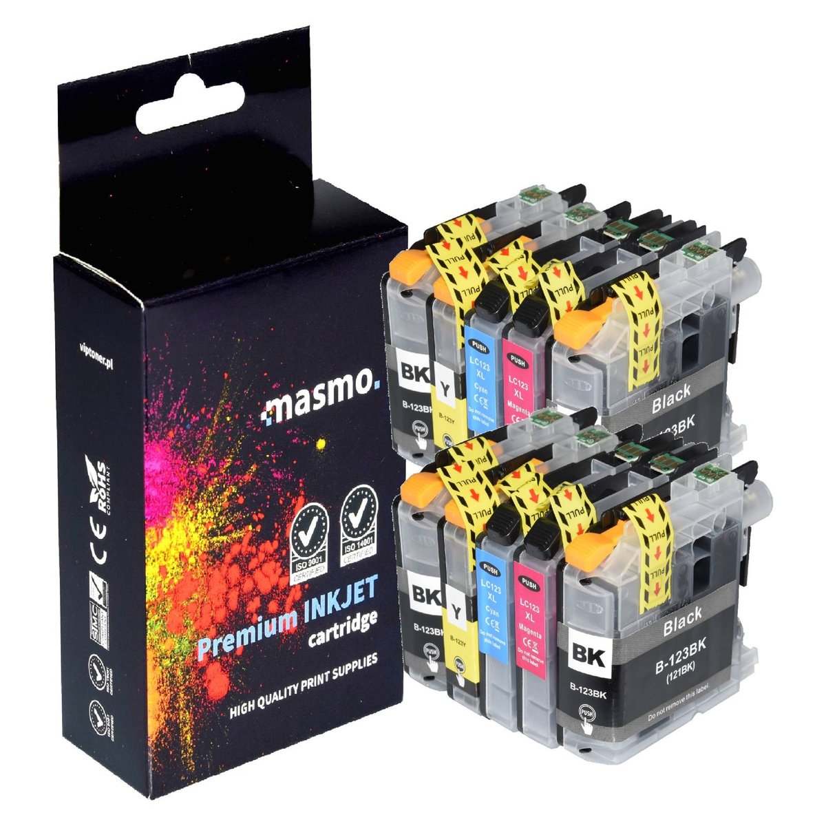 Zestaw 10X Tusz Masmo Do Brother Lc123 Dcp-J132W Dcp-J152W Mfc J6520Dw J6920Dw Cmyk Zamienniki