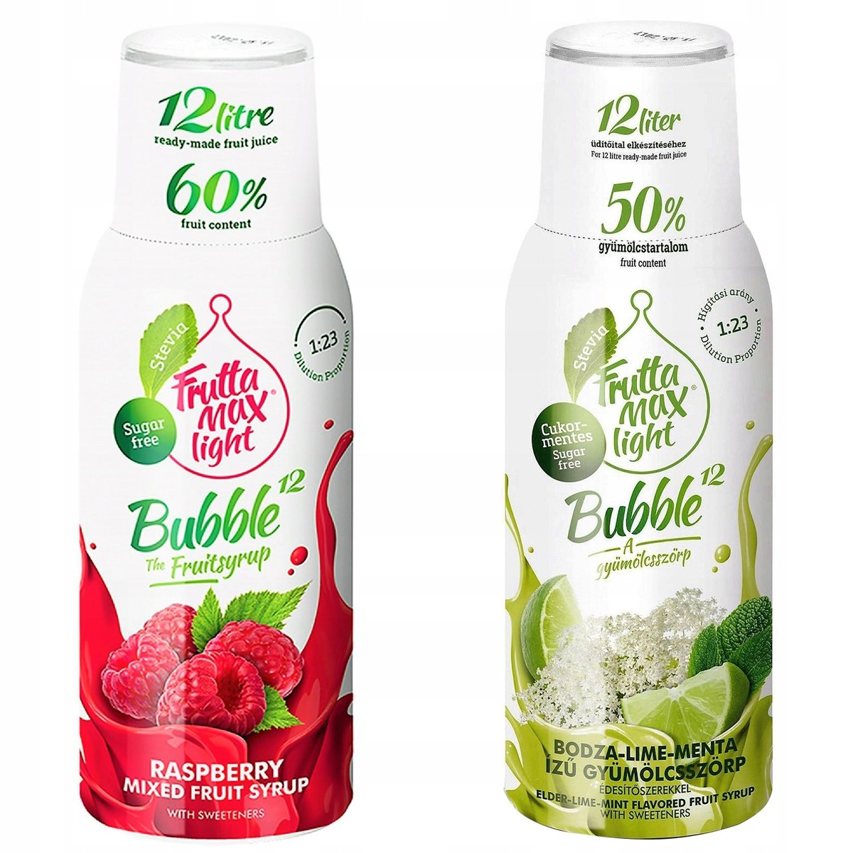 Syropy Fruttamax Malina Light Limonka Mięta 500 Ml