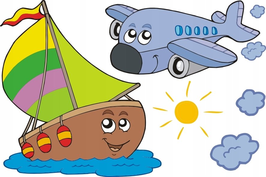 Statek okręt samolot zestaw naklejek Pojazdy 283, 120x80 cm