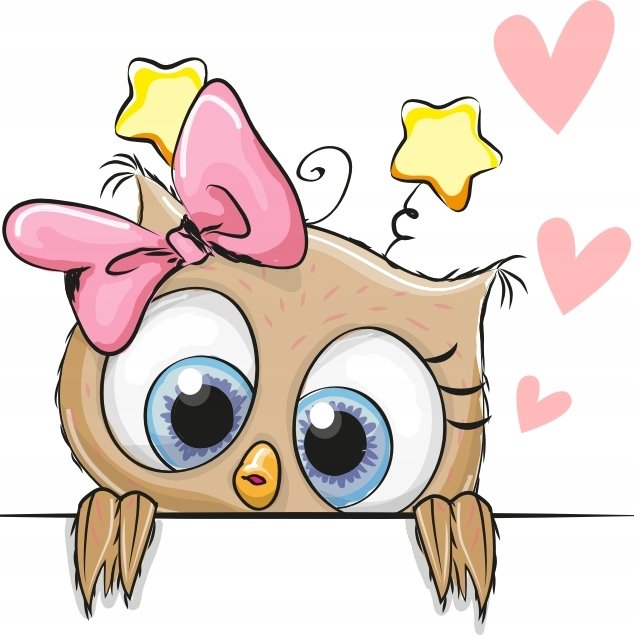 Naklejka na ścianę z sowami kolorowa Mała Sówka, 100x100 cm