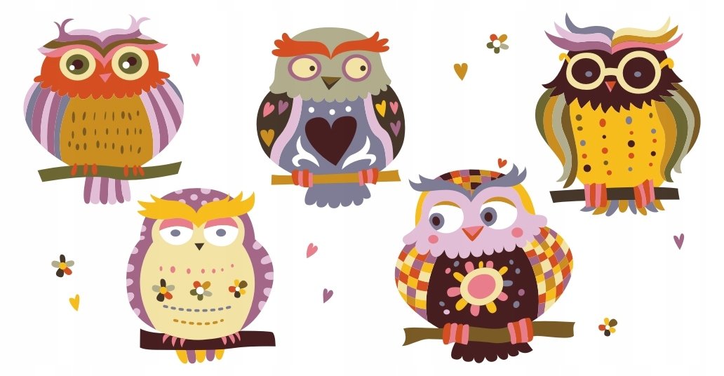 Naklejki dla chłopca dziewczynki Sowy sówki 356, 200x100 cm