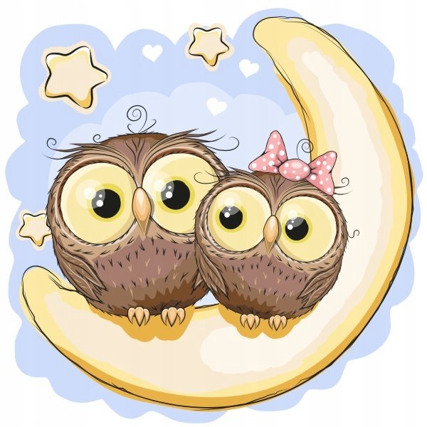 Naklejki dla dzieci 70cm Sówki na księżycu 1, 70x70 cm