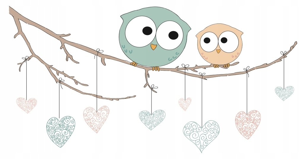 Naklejki na ścianę dla dzieci Sówki na gałęzi 332, 100x50 cm