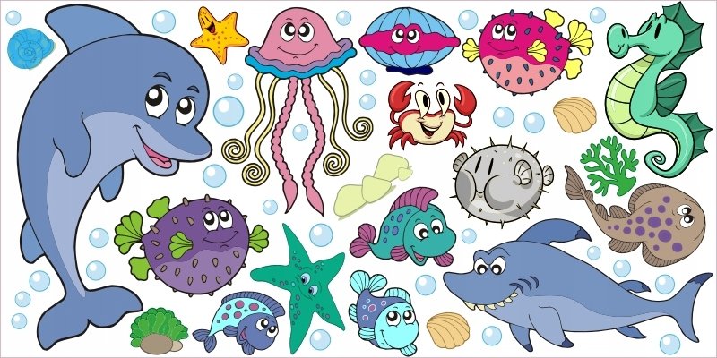 Naklejki dla dzieci 120cm Wodny Świat Syrenki 28, 120x60 cm