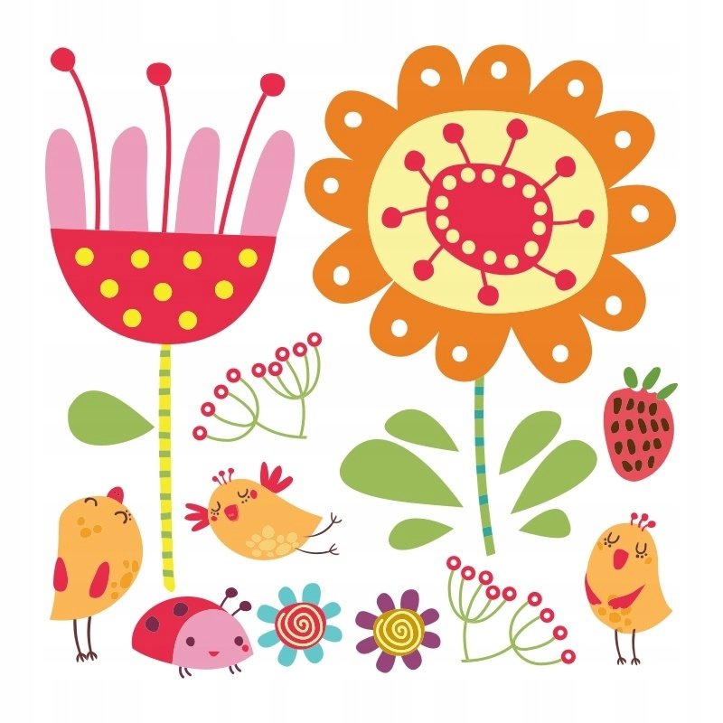 Naklejki na ścianę dla dzieci mat Kwiatki 12, 100x100 cm