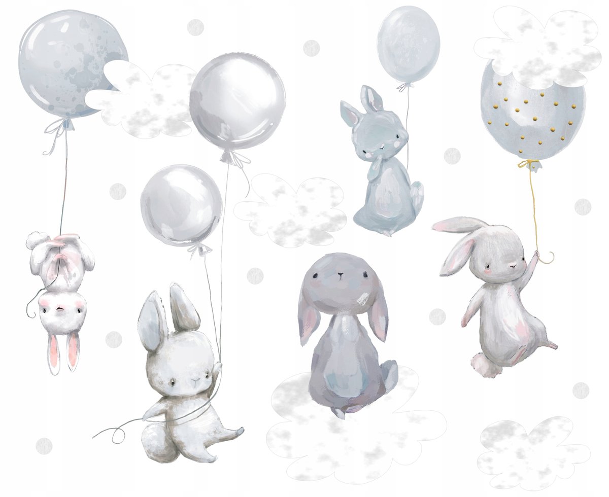 Naklejki dla dzieci Króliczki z balonami 3, 240x120 cm