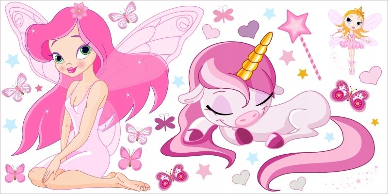 Naklejki dla dzieci 120cm jednorożec Wróżka 29, 120x60 cm