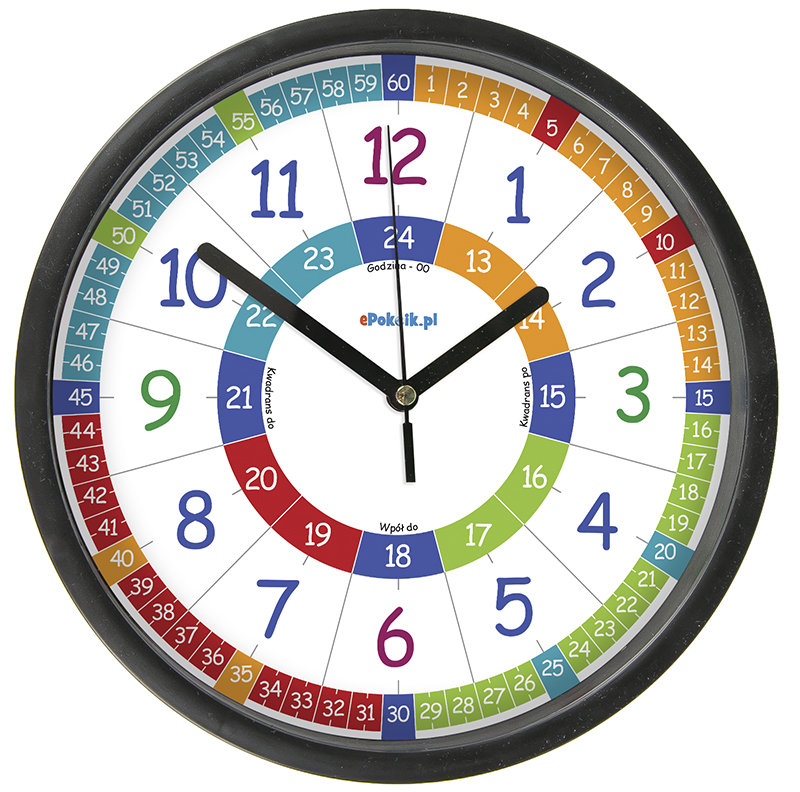 Edukacyjny zegar ścienny dla dzieci z szybką M2 / ePokoik