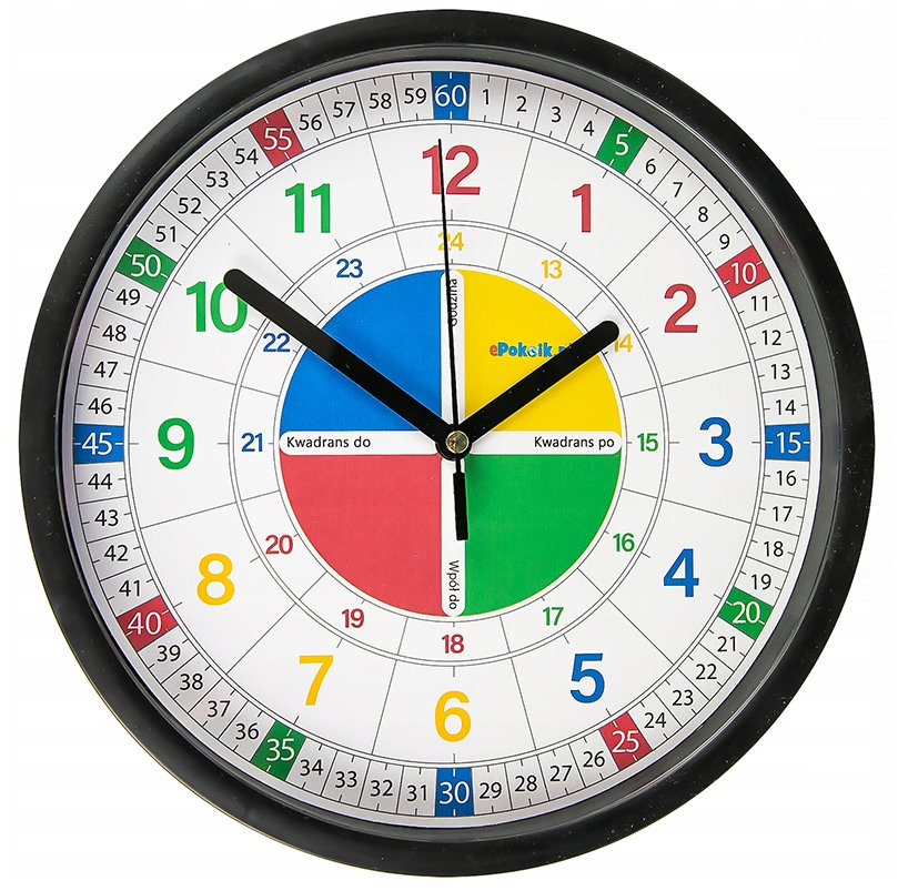 Edukacyjny zegar ścienny dla dzieci z szybką M1 / ePokoik