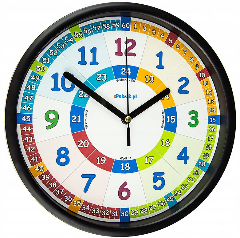 Edukacyjny zegar ścienny dla dzieci z szybką MN / ePokoik