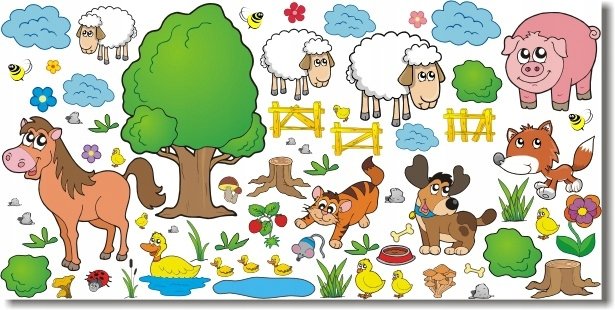 Naklejki na ścianę dla dzieci Wesoła Farma 2, 200x100 cm