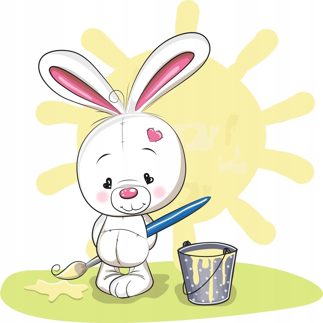 Naklejka na ścianę - duży Króliczek ze słonkiem, 120x120 cm