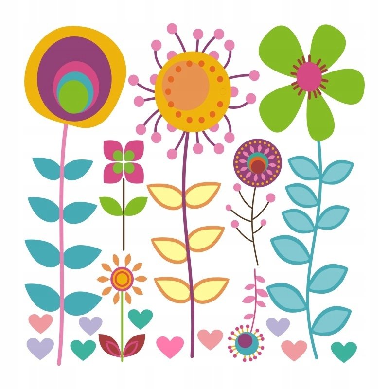 Naklejki na ścianę dla dzieci mat Kwiatki 7, 100x100 cm