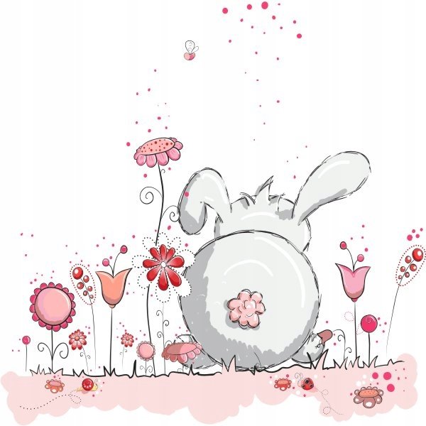 Naklejki dla dzieci mat Króliczek na łączce 3, 100x100 cm