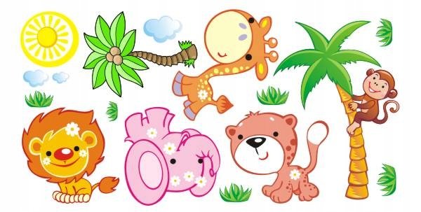 Naklejki ścienne dla dzieci mat Safari 1 zestaw, 120x60 cm