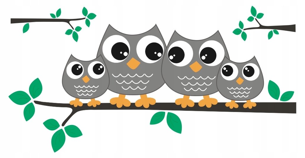 Naklejki dla chłopca dziewczynki Sowy sówki 325, 200x100 cm