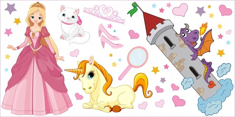 Naklejki na ścianę dla dzieci Księżniczka 16, 100x50 cm