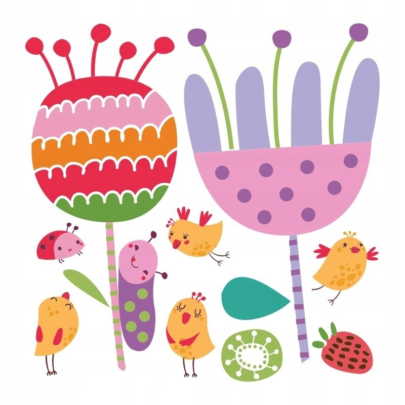 Naklejki na ścianę dla dzieci zestaw Kwiatki 11, 60x60 cm