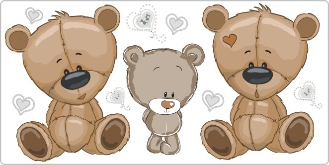 Naklejka na ścianę dla dzieci - Miś, Misie 15, 150x75 cm