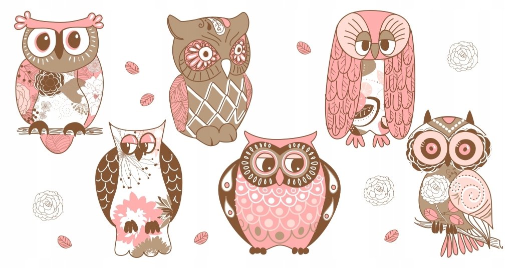 Naklejki na ścianę dla dzieci Sówki na gałęzi 355, 100x50 cm